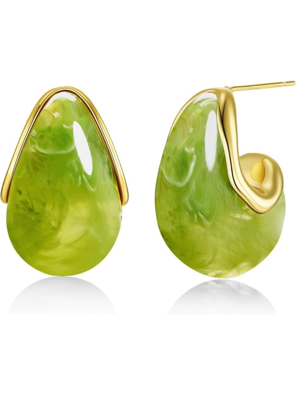 Women's Grass Oval C Shape Chunky Dangle Long Bold Drop Vintage Thick Earring